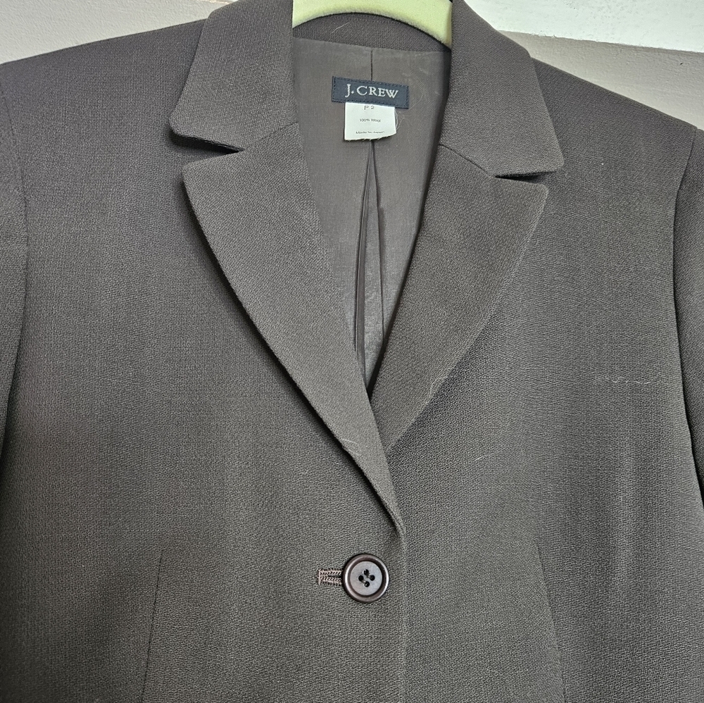 J. Crew Women's Chocolate Brown Single Breasted 3 Button Wool Blazer sz 2 Petite - Picture 4 of 5